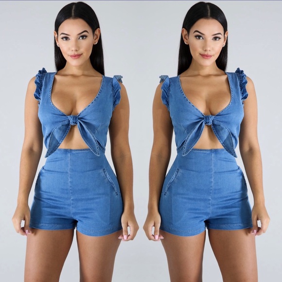 womens denim romper